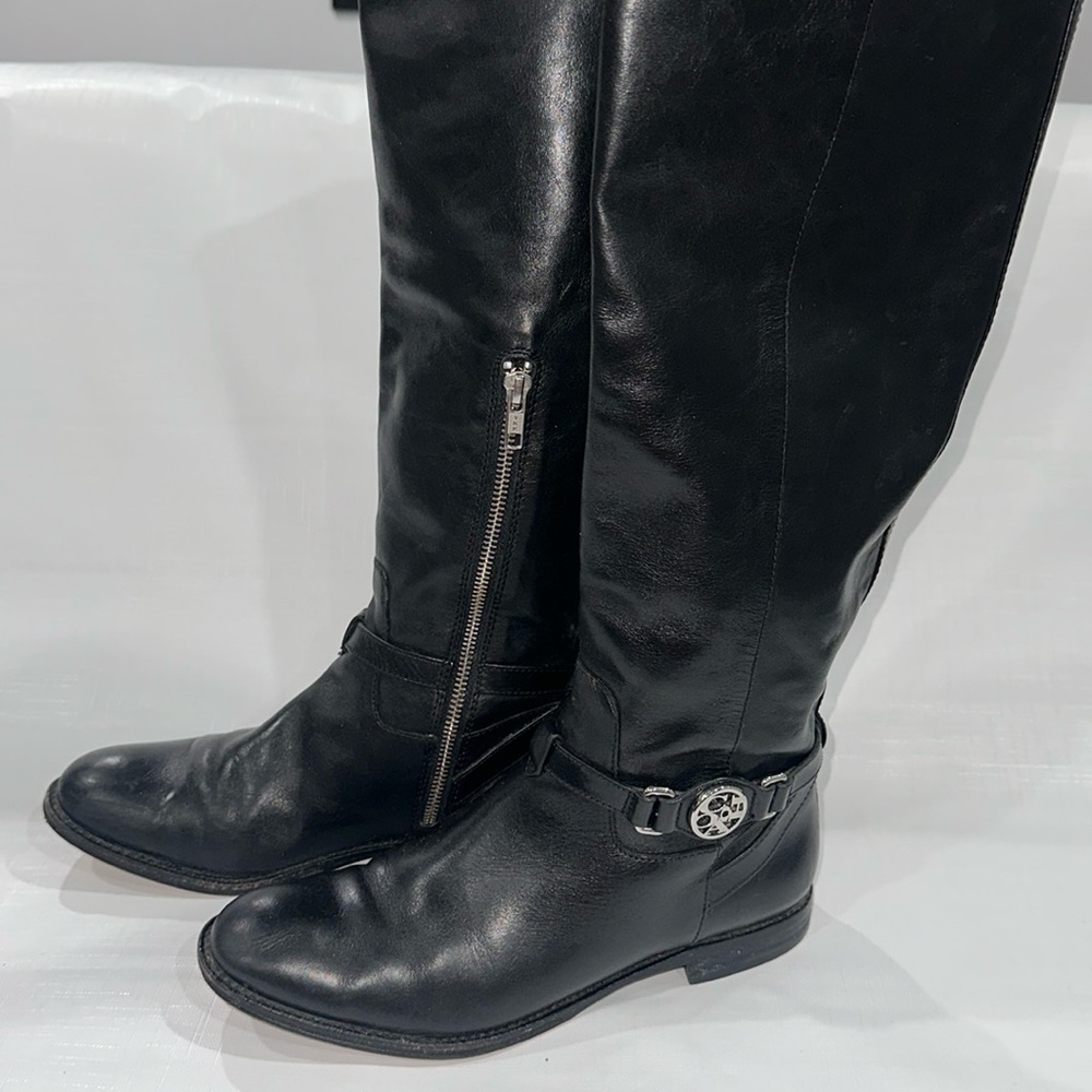 Coach Mysie Black Tall Leather Riding Boots - Picture 3 of 11